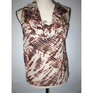 New Womens Ann Taylor Modal Lined Top Brown Tan XS Sleeveless Work Tie Dye Cowl